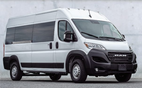 FR Conversions ProMax Secure Transport van on the RAM ProMaster chassis, exterior front view